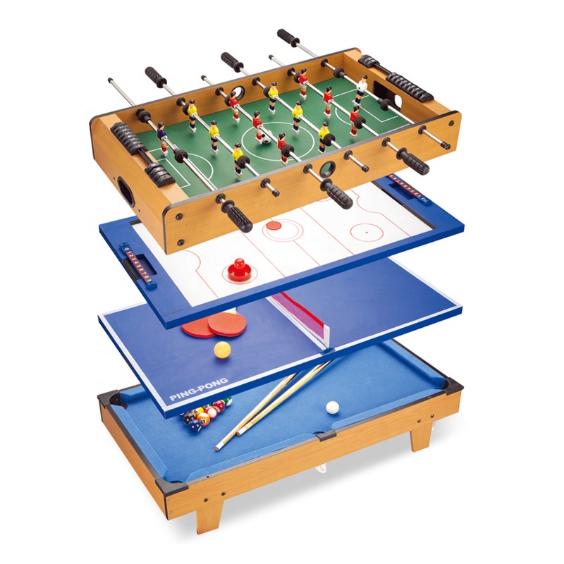 Table Tennis Game - 4-in-1 Mini Speltafel, Poolbiljart, Airhockey, Tafelvoetbal,