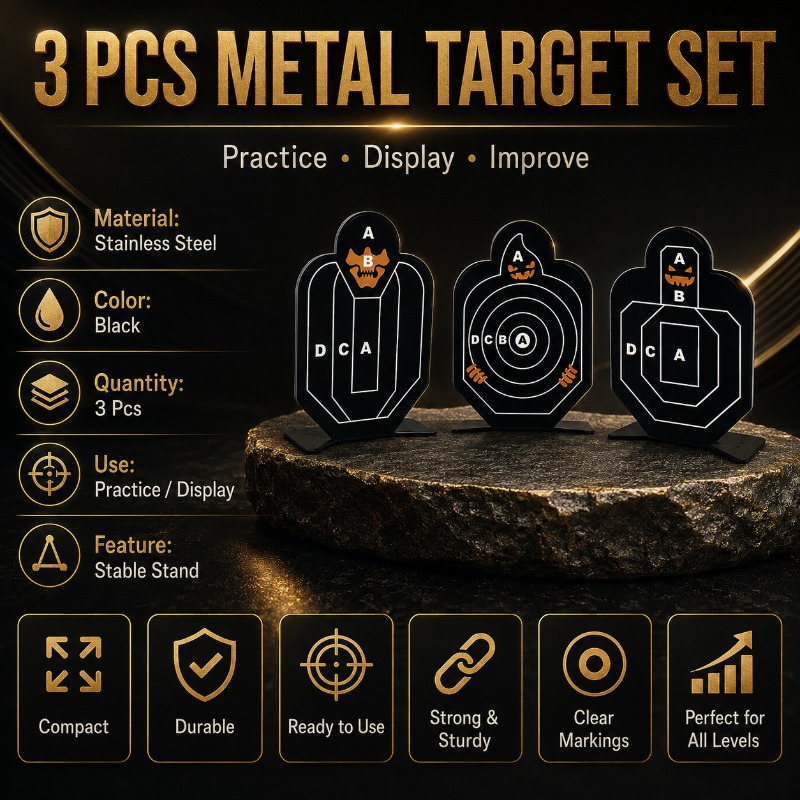 Practice Target Board - Robuuste, zelfdragende metalen oefendoelset, 3 herbruikbare